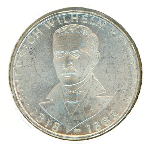 Thumbnail for 1968J German Silver Five Marks aUNC