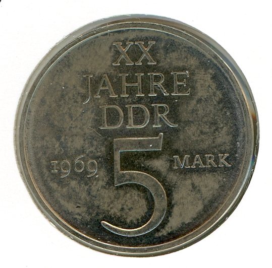 Thumbnail for 1969 DDR Five Mark Coin UNC