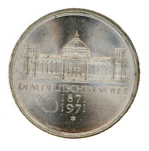 Thumbnail for 1971G German Silver Five Marks (B)