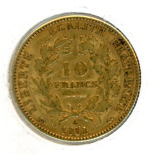 Thumbnail for 1851A France Gold 10 Francs
