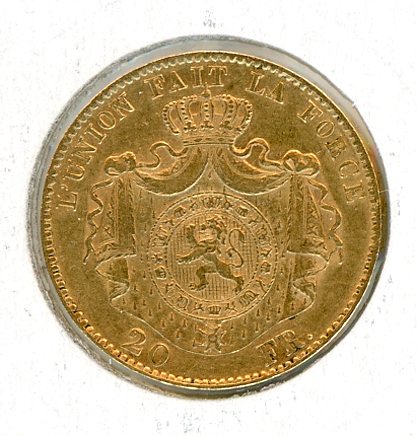 Thumbnail for 1868 Belgium Gold 20 Francs