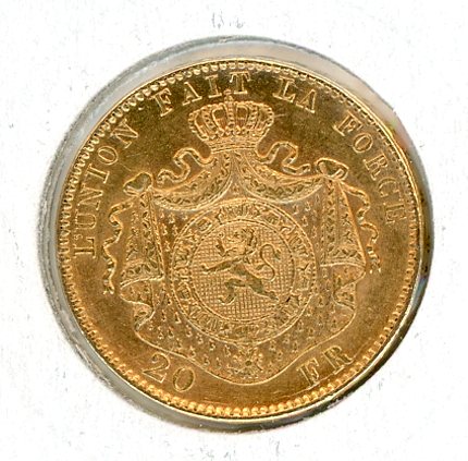 Thumbnail for 1874 Belgium Gold 20 Francs