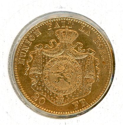 Thumbnail for 1878 Belgium Gold 20 Francs