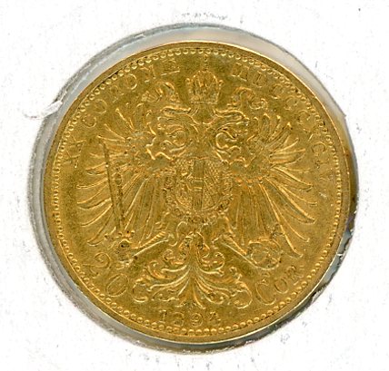 Thumbnail for 1894 Austria 20 Corona EF