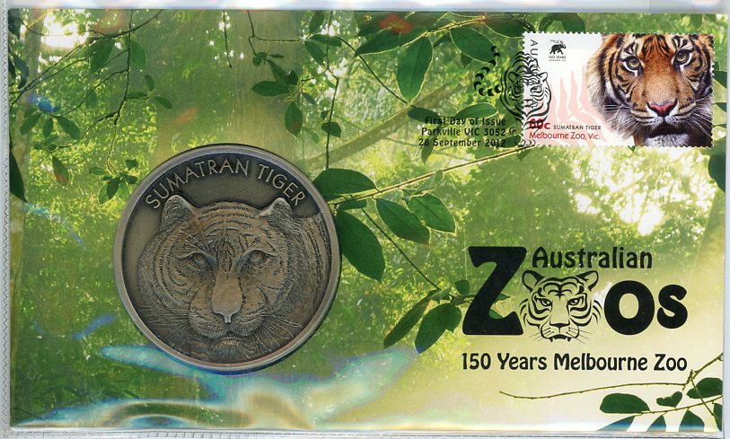 Thumbnail for 2012 Australia Zoos Medallic PNC - Sumatran Tiger