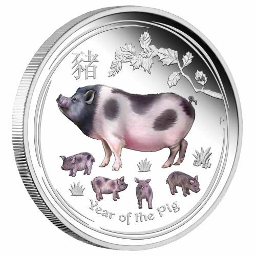 Thumbnail for 2019 Australian Lunar Year of the Pig 2oz Coloured Silver Coin ANDA Issue