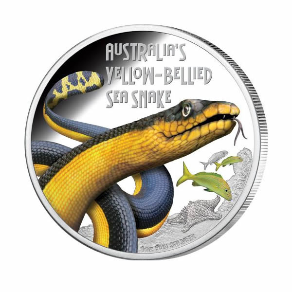 Thumbnail for 2013 Tuvalu Australian Yellow Bellied Sea Snake 1oz Coloured Silver Proof