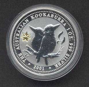 Thumbnail for 2001 1oz Kookaburra Silver Coin - Centenary of Federation Gold Privy Mark