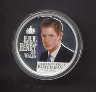 Thumbnail for 2005 Prince Henry of Wales 21st Birthday Coloured 1oz Silver Proof Coin