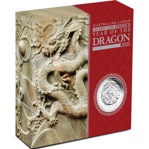 Thumbnail for 2012 Australian Lunar Series II Year of the Dragon 5oz Silver Proof Coin