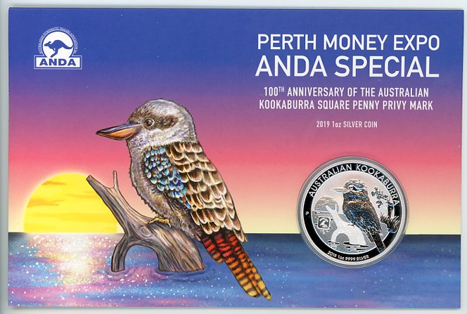 Thumbnail for 2019 1oz Silver Coin - 100th Anniversary of the Australian Kookaburra Square Penny Privy Mark