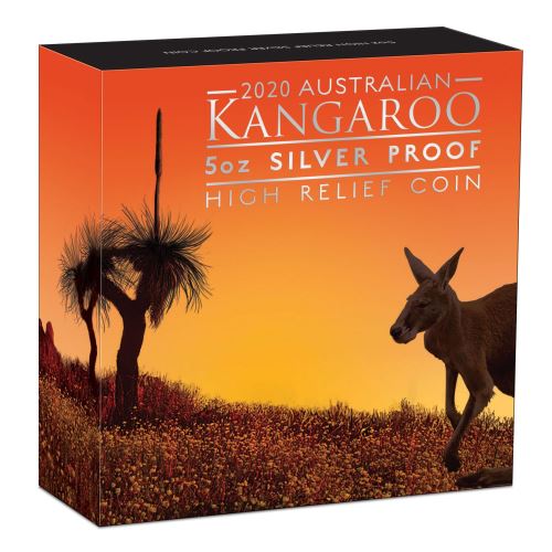Thumbnail for 2020 Australian Kangaroo 5oz Silver Proof High Relief Coin