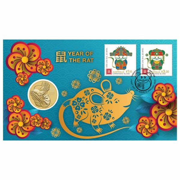 Thumbnail for 2020 Issue 01 Year of the Rat Stamp and Coin Cover PNC
