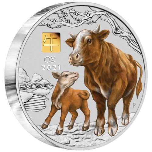 Thumbnail for 2021 Australian Lunar Series III Year of the Ox 1 Kilo Silver Coin with Gold Privy Mark - Coin in Capsule only