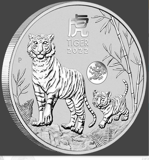 Thumbnail for 2022 Lunar Year of the Tiger 1oz Silver Bullion Coin with Dragon Privy Mark