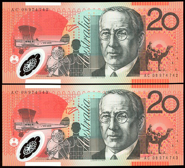 Thumbnail for 2008 $20 Polymer Consecutive Pair AC08 974742-43 UNC