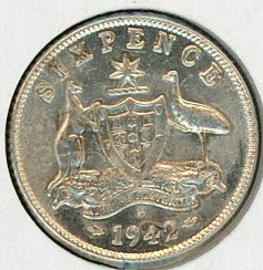 Thumbnail for 1942S Australian Sixpence UNC