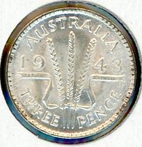 Thumbnail for 1943D Australian Threepence UNC