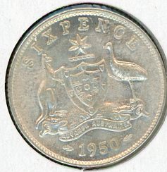 Thumbnail for 1950 Australian Sixpence EF