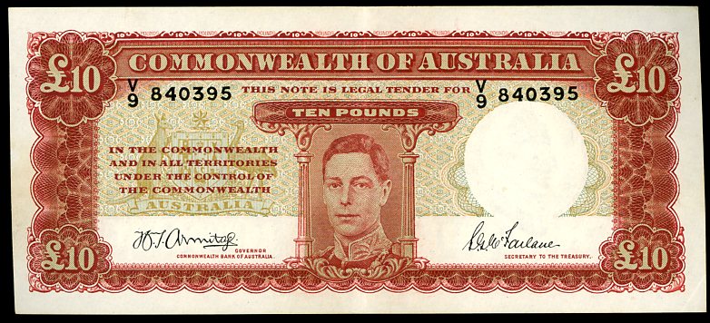 Thumbnail for 1943 Ten Pound Note Armitage - McFarlane V9 840395 EF