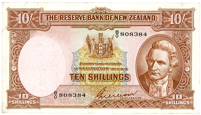 Thumbnail for 1950's New Zealand Ten Shillings Wilson VF - BO808384