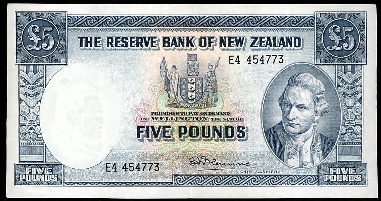 Thumbnail for 1960's New Zealand Ten Shilling Note E4 454773 VF