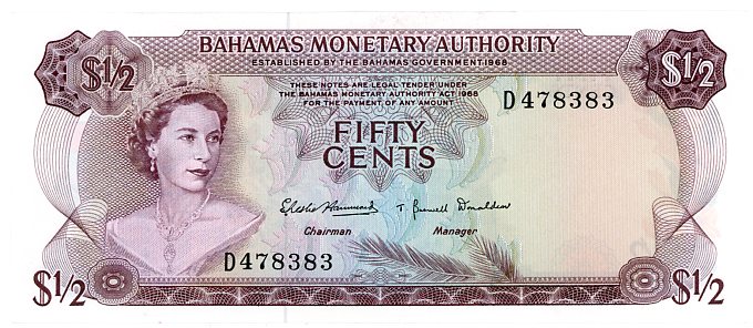 Thumbnail for 1965 Bahamas Fifty Cents aUNC D478383