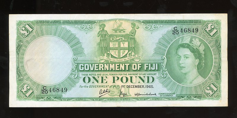 Thumbnail for 1965 Fiji One Pound Banknote C20 46849 VF
