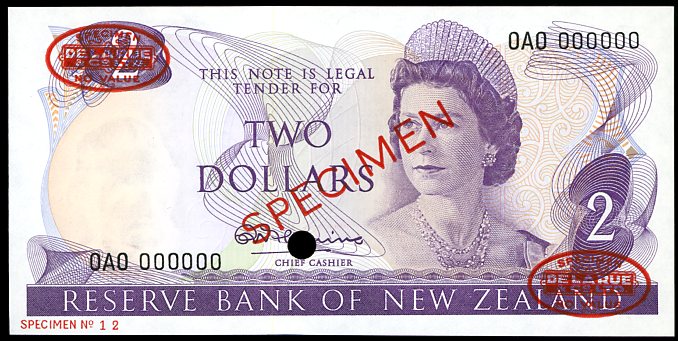 Thumbnail for 1967 New Zealand Specimen Two Dollar - Fleming OAO 000000 UNC