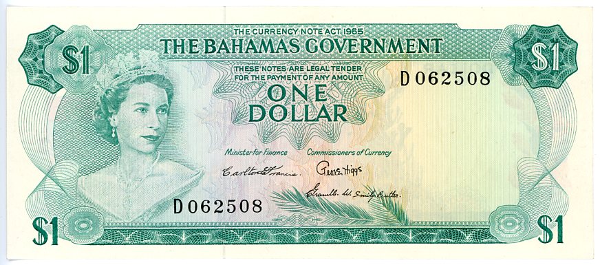 Thumbnail for 1968 Bahamas $1 Note D062508 aUNC
