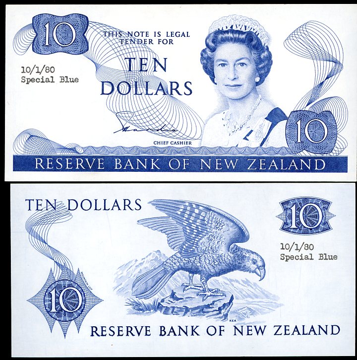 Thumbnail for 1980 New Zealand Uniface Colour Trial Ten Dollar - UNC and Rare