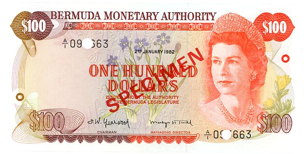 Thumbnail for 1982 Bermuda $100 Specimen Note UNC