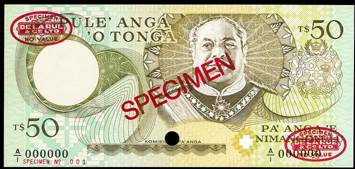 Thumbnail for 1988 Tonga Specimen Fifty Pa'anga A1 000000 UNC