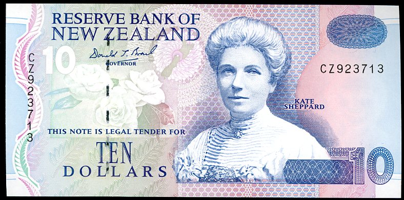 Thumbnail for 1999 New Zealand $10 Banknote Brash Signature CZ 923713 aUNC