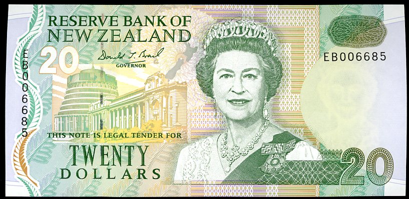 Thumbnail for 1999 New Zealand $20 Banknote Brash Signature EB00 6685 aUNC 