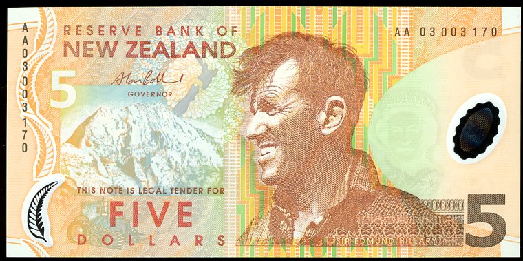 Thumbnail for 2003 New Zealand $5 Banknote First Prefix AA03 003170 UNC