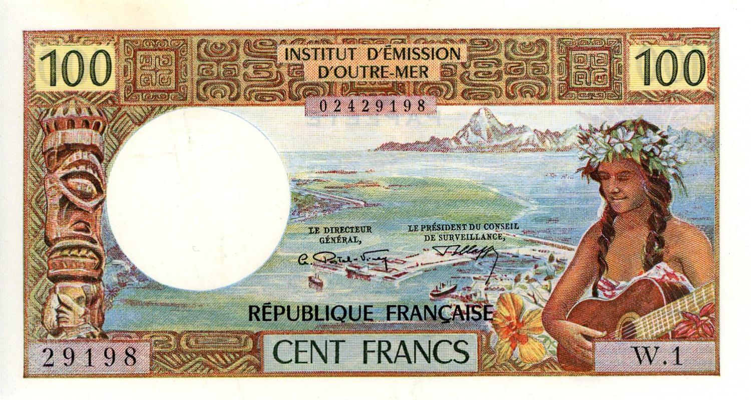 Thumbnail for 1970's Tahiti 100 cent Franc EF