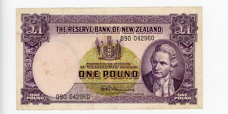 Thumbnail for 1960's New Zealand One Pound 090 042960 VF