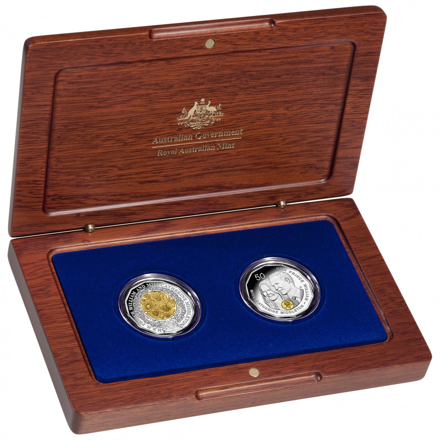 Thumbnail for 2011 Royal Wedding Two Coin Selectively Gold Plated Silver Proof Set