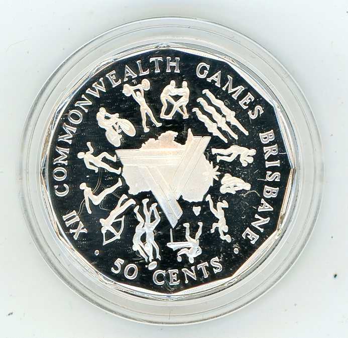 Thumbnail for 1989 Silver Proof Fifty Cents In Capsule - 1982 Commonwealth Games Design