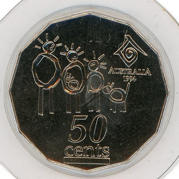 Thumbnail for 1994 Uncirculated Year of the Family Fifty Cent Coin in Capsule