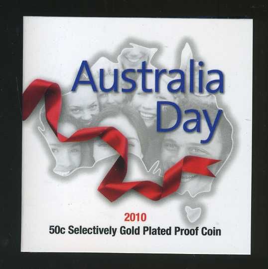 Thumbnail for 2010 Australia Day Fifty Cent Selectively Gold Plated Silver Proof