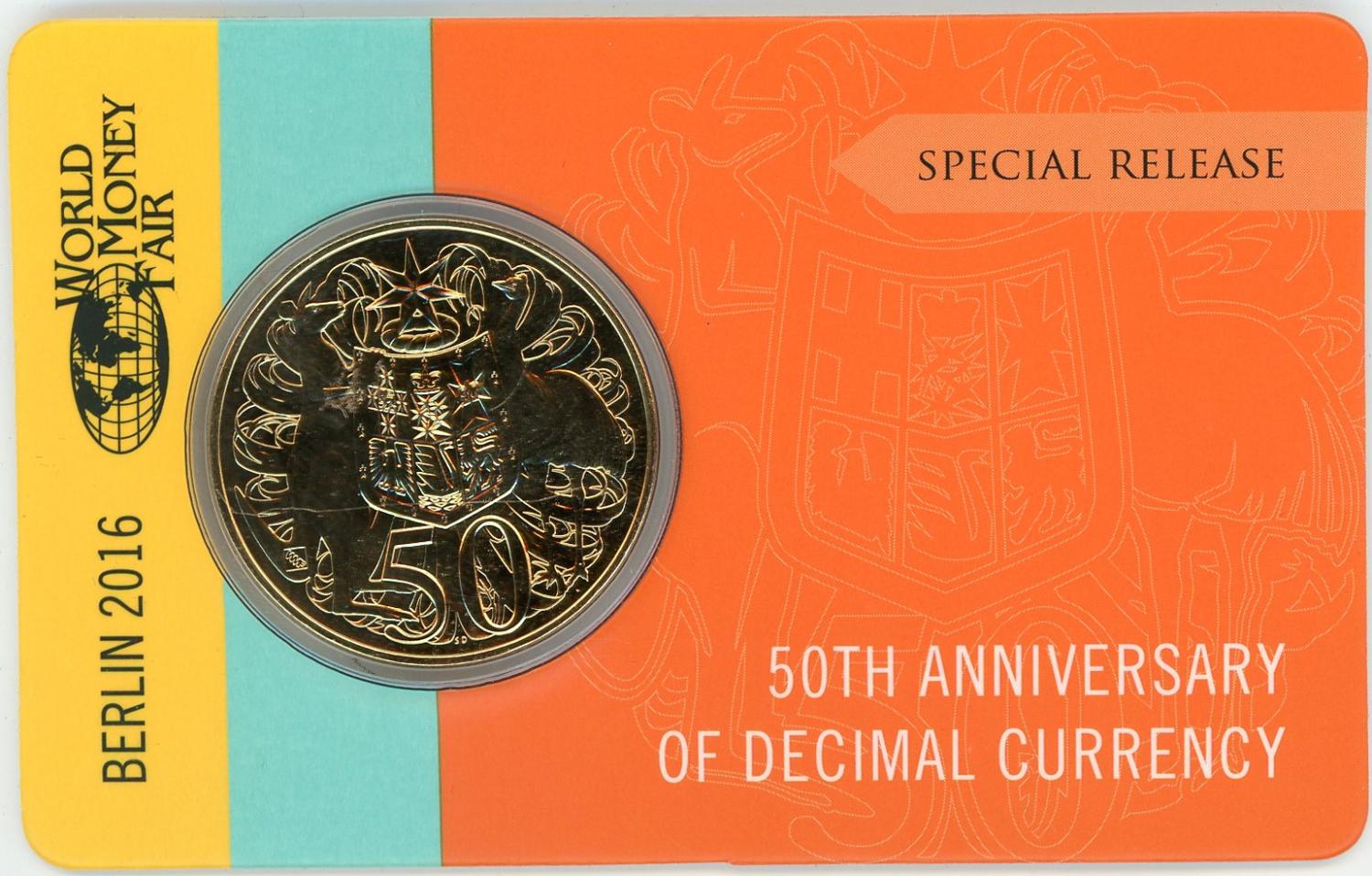 Thumbnail for 2016 50th Anniversary of Decimal Currency Gold Plated 50c - Berlin Money Fair