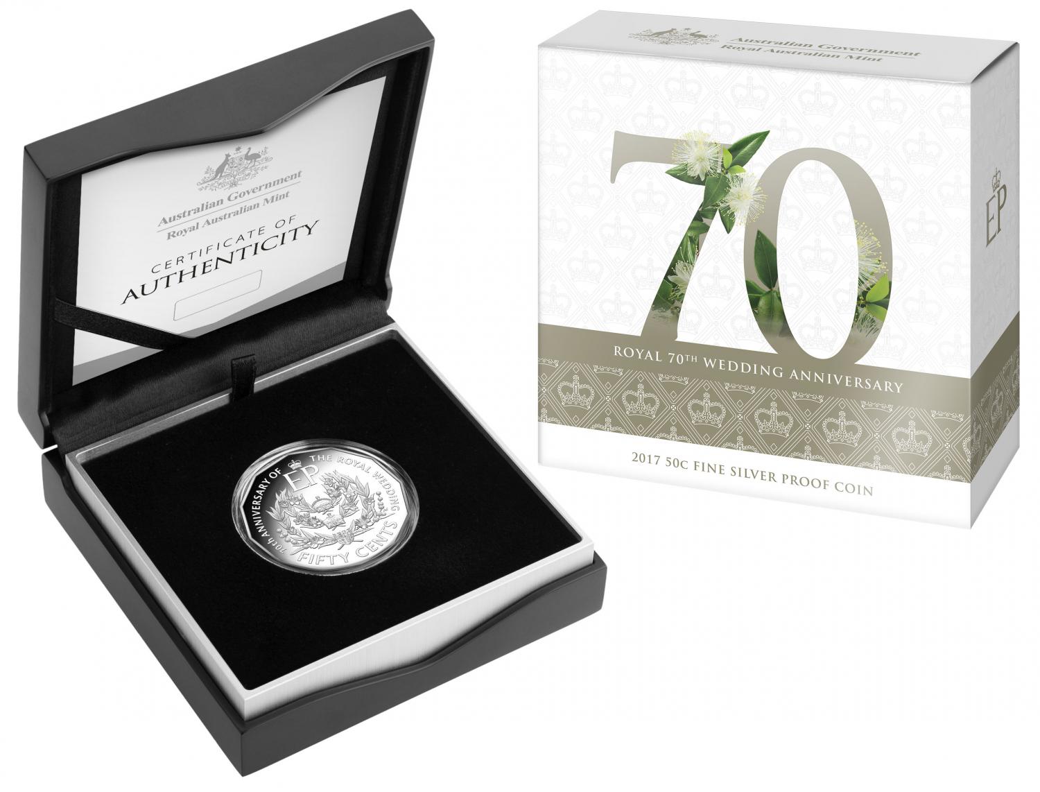 Thumbnail for 2017 Fifty Cent Proof - Queen Elizabeth II 70th Wedding Anniversary