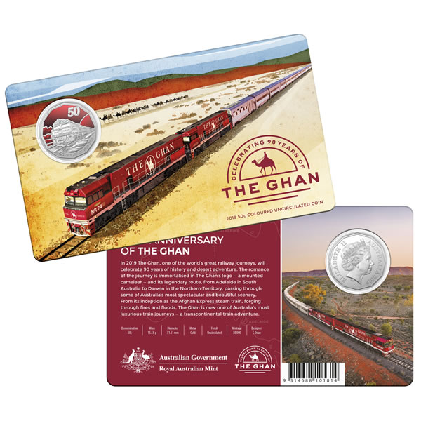 Thumbnail for 2019 50c Coloured Uncirculated Coin - 90th Anniversary of the Ghan