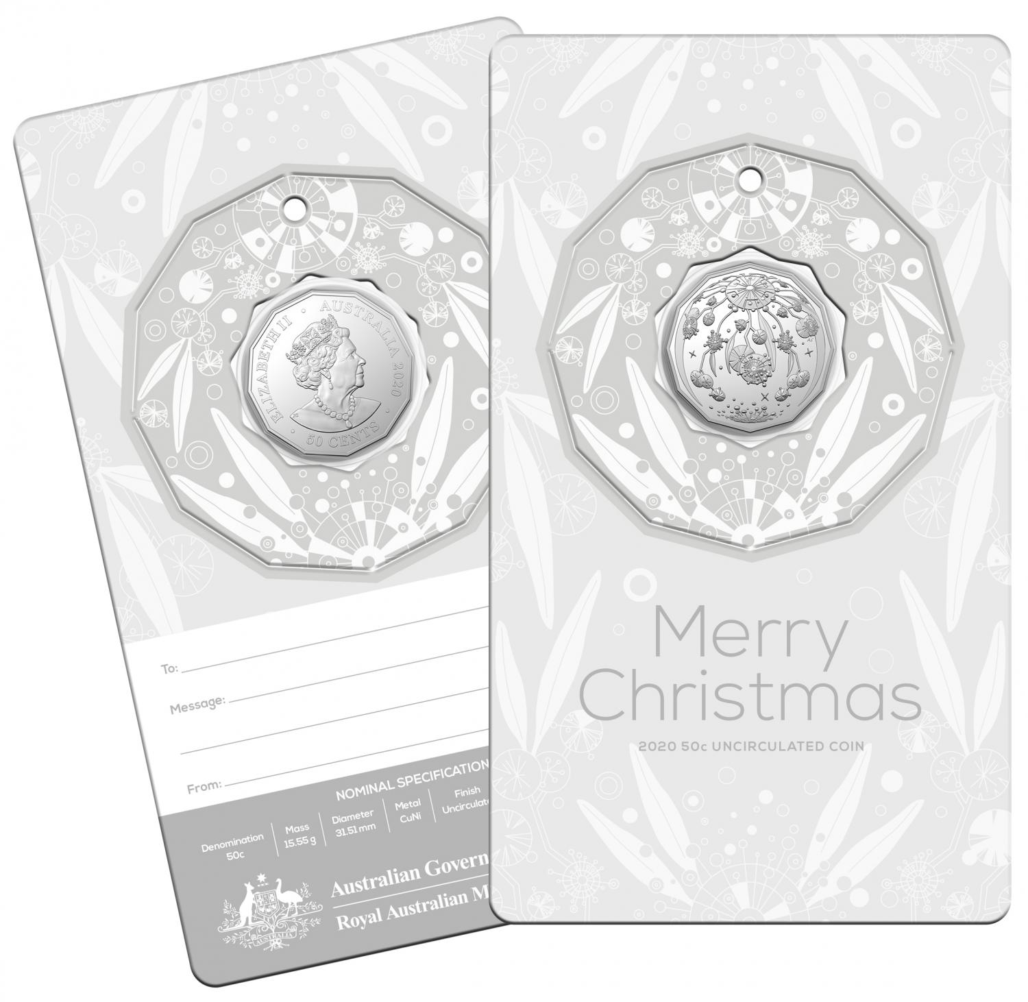 Thumbnail for 2020 Christmas .50c UNC Coin - Silver Card Decoration
