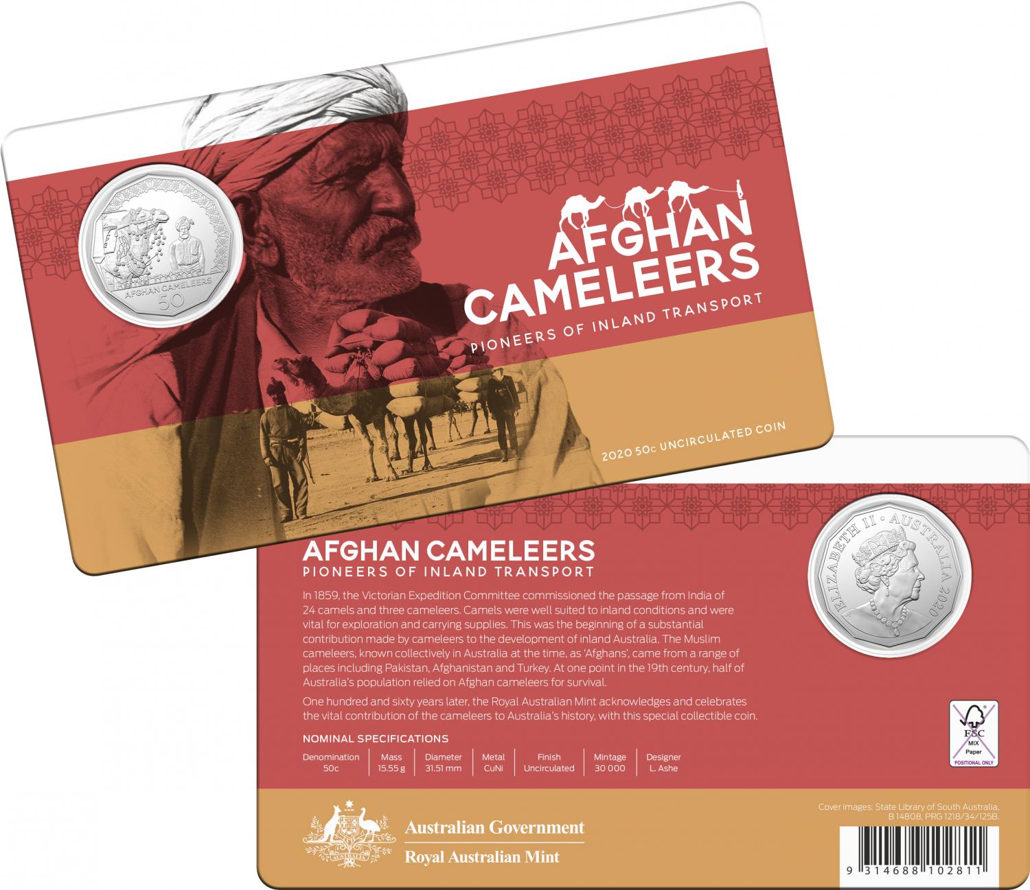 Thumbnail for 2020 Afghan Cameleers Uncirculated Fifty Cent Coin