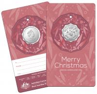 Image 4 for 2020 Christmas .50¢ UNC Coin on Card Decoration - Set of 5 Different Colours 