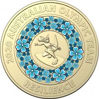 Image 1 for 2020 Australian Olympic Team $2 Collection Set of 5 $2 coloured UNC Coins in Hockey Playing Kangaroo Folder
