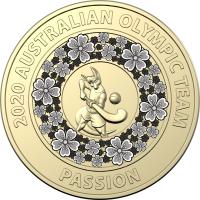 Image 2 for 2020 Australian Olympic Team $2 Collection Set of 5 $2 coloured UNC Coins in Hockey Playing Kangaroo Folder